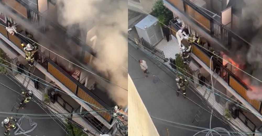 火事中国人女大暴れ